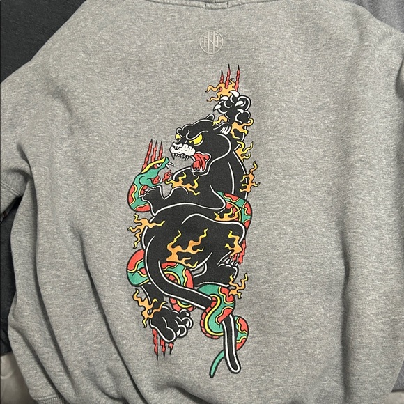 Gray Hoodie with Rose Skull Design and (3) Sweatpants size Adult Medium - Picture 4 of 5